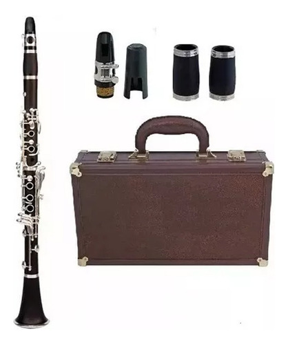 Clarinete Deluxe Lincoln Lccl-612c Bb 17llaves Plata Estuche