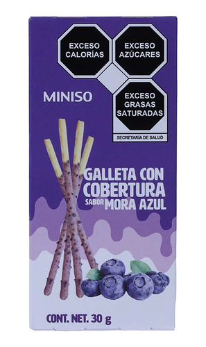 Miniso Palitos De Galleta Cubiertos Con Crema De Mora Azul, 