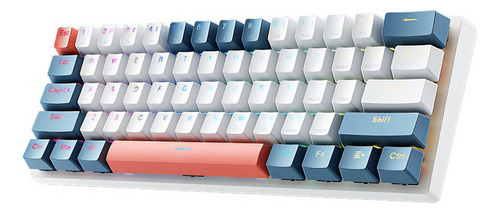 Mini Teclado Mecânico Machenike K500 Branco Formato 60% com Fio Switch Aula Brown
