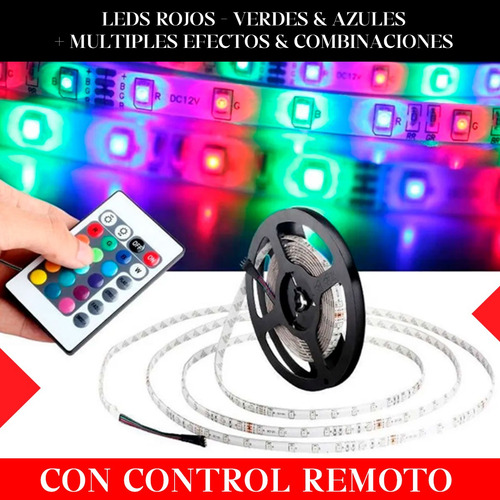 Tira Led Rgb 5050 Exterior 5mts + Fuente Y Control Remoto Rgb