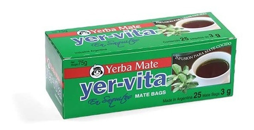Yerba Mate Cocida Yervita En Saquitos Pack 6 Cajas X 25 U