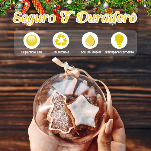 Pack 6 Esferas Acrílico Para Rellenar Decorar Navidad 8cm
