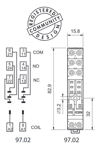 Zócalo Para Relé 9702spa Para Serie 4652 - Finder