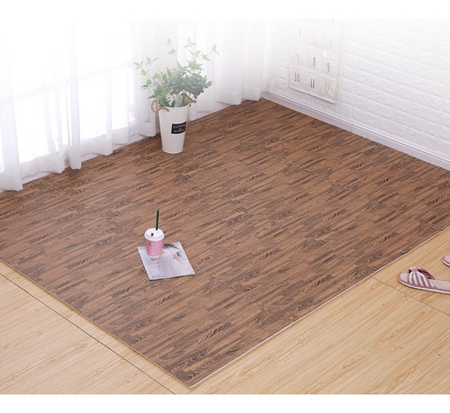 Imagen 4 de 10 de Piso Goma Eva Encastrable Alfombra Simil Madera 60x60x1cm