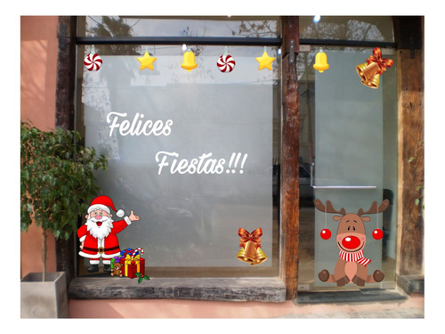 Vinilo Vidriera Ploteos Felices Fiestas Nuevo Modelo