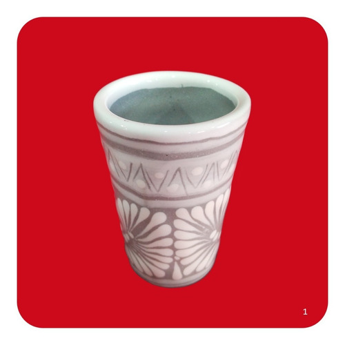 Imagen 4 de 6 de Set 60 Tequileros De Talavera Poblana Gris Blanco Shot 50 Ml
