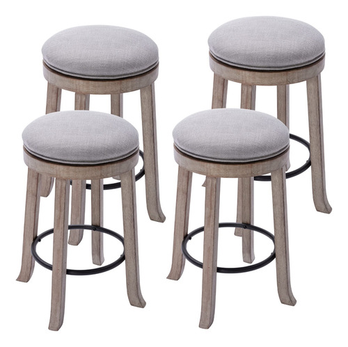 Taburete Bar Redondo Giratorio Pata Madera Maciza Bajo Para