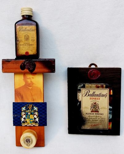 2 Miniaturas Whisky  Ballantine's Botellita S/ Madera
