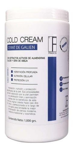 Imagen 1 de 3 de Crema Facial 1kg Cold Cream De Almendras Y Cera De Abeja