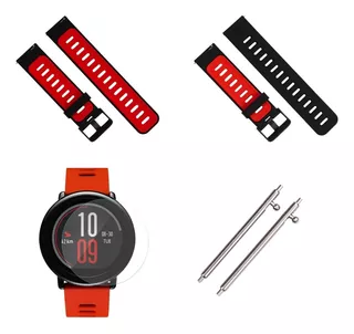 Kit Pulseira Película Compatível Xiaomi Amazfit Pace A1612 Cor Preto