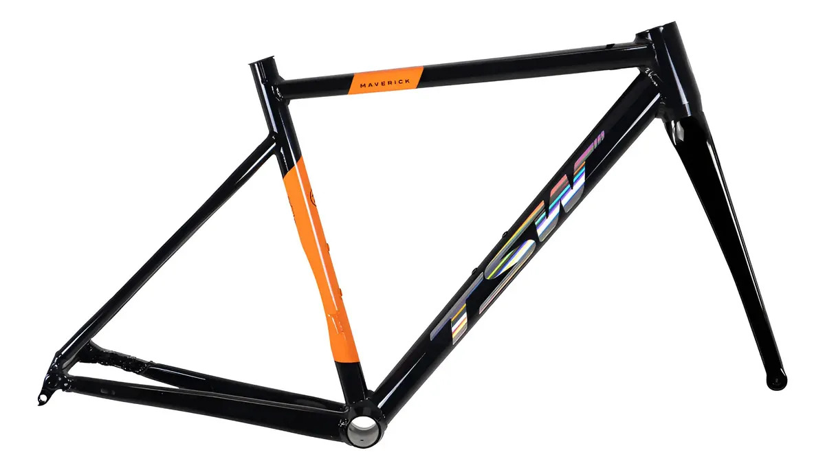 Quadro Bicicleta Speed Tsw Maverick 700c Alumínio Preto Com Laranja 560