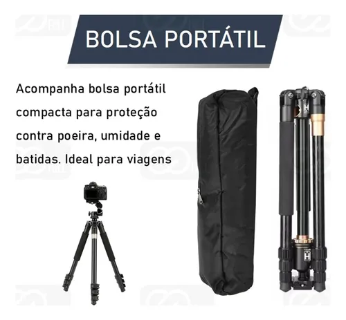 Tripé Horizontal Câmera Monopé Profissional Q999 + Bolsa 