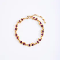 Comprar Pulsera Con Cristales Purpura En Baño De Oro Marca Nice