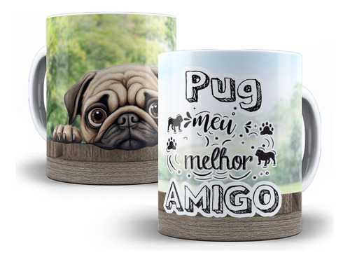 Caneca Pet Pug + Caixinha - Opção 01