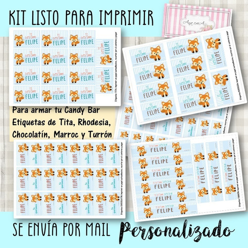 Kit Personalizado Imprimible Zorrito #8 Baby Shower Cumple