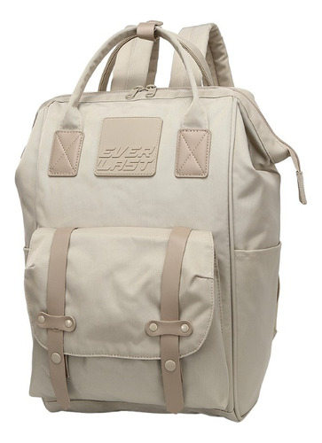 Mochila Everlast Boca Rígida Microfibra Clásica Lavable Urba Color Beige 22164 Diseño De La Tela Lisa