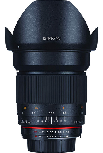 Rokinon, Lente Asférica Gran Angular, F/1.4, 24 Mm Color Negro