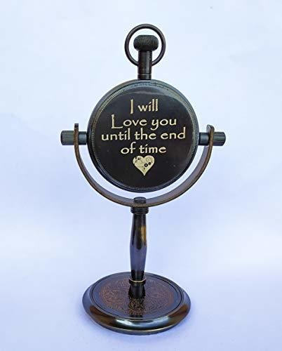 Reloj De Escritorio Antiguo Grabado - Reloj De Mesa - Reloj