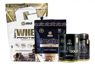 Whey Protein 5lb + Creatina + Zma + Amino. Combo Gold Nutrition. Outlet