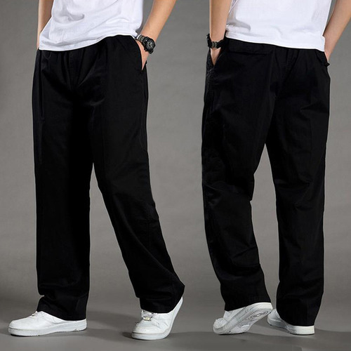 Pantalones Casuales De Algodón Para Hombre Con Cintura Elást