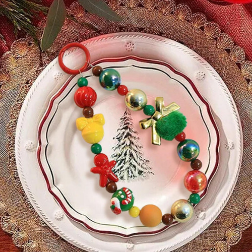 Llavero Con Lazo Navideño, Correa Para Pulsera, Arco Dorado