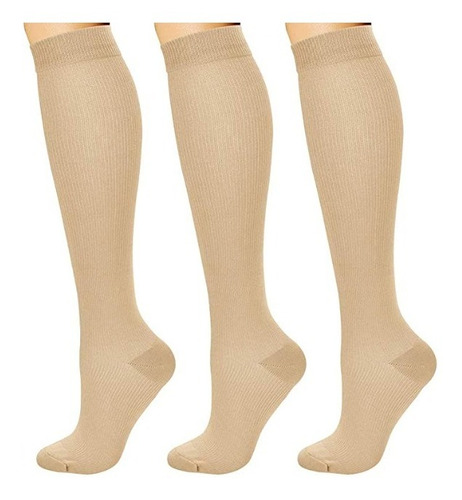 3 Pares Medias De Compresión 15-20 Mmhg Calcetín Unisex