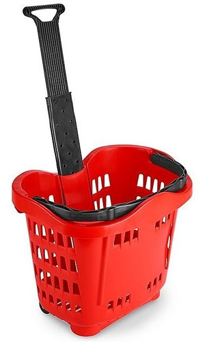 1 Canasta Roja De Compras Con Ruedas Para Supermercados