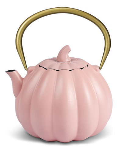 Vicsky Tetera De Hierro Fundido De Calabaza Rosa (40 Oz/40.6