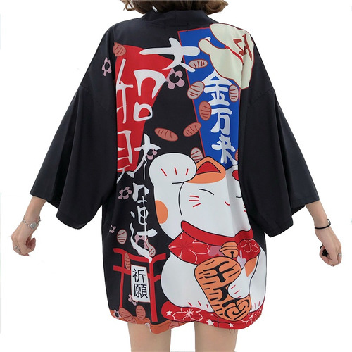 Kimono De Mujer Niña Yukata Fortune Gato De La Suerte