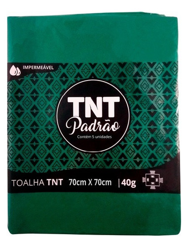 Toalha Tnt Quadrada Festa 70cm X 70cm - 5 Peças Cor Verde Liso