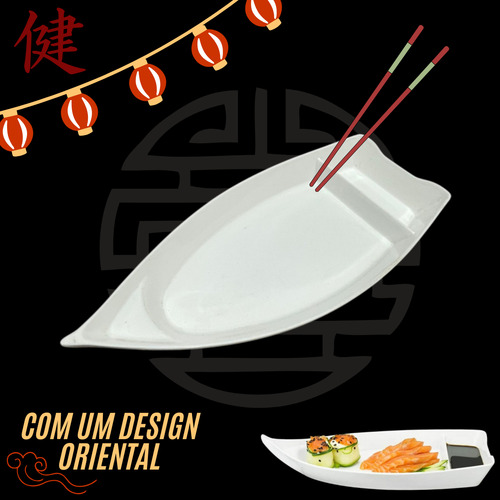 Kit Com 4 Barcos Japones Porções E Barco Sushi E Açaí 26cm