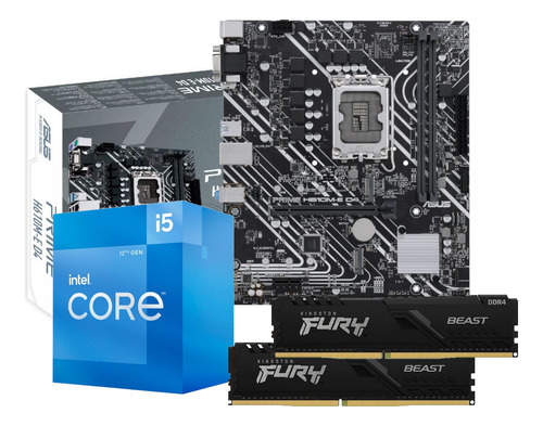 Kit Placa Mãe Asus H610m-e D4 Intel Core I5 12400 2x8gb Fury