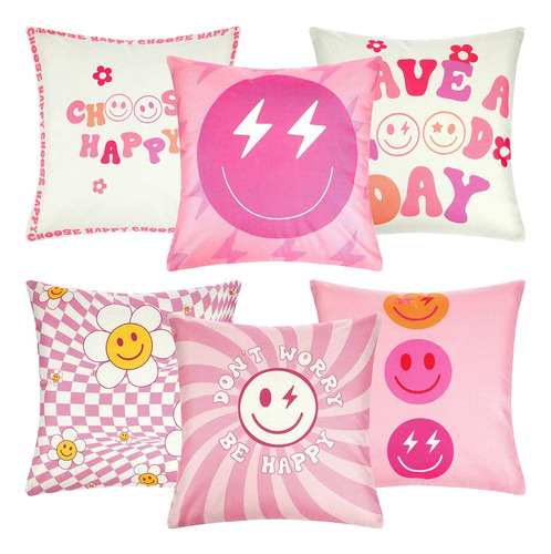 6 Pcs Almohadas Decorativas Preppy Fundas De Cojín Lin...