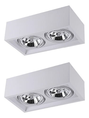 Aplique Box Cardanico + 2 Luces Lampara Ar111 Pack X2 Blanco