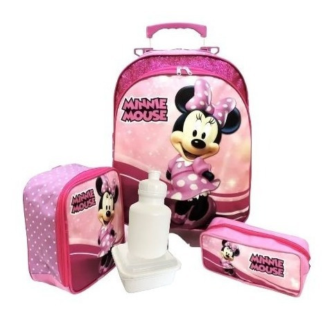 Kit Mochila Infantil Minnie Mouse Lisa M Rodinhas Menina F5