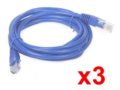 3 X Cabo De Rede 3 Metros Crimpado Conector Rj45