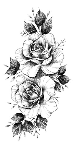 Pegatinas De Tatuaje De Boceto Abstracto Con Flores Rosas