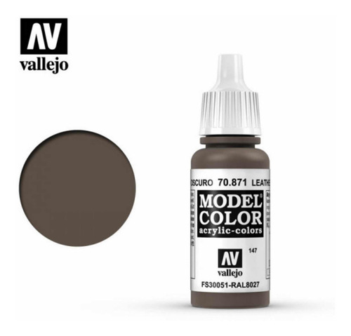 Imagen 3 de 5 de Vallejo Model Color Marrón Cuero Oscuro 70871 Modelismo 17ml
