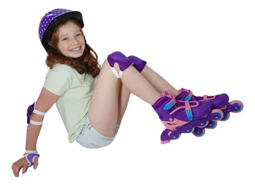 Imagem 6 de 10 de Patins In Line 4 Rodas Infantil N 33 Ao 37 Menina Roxo