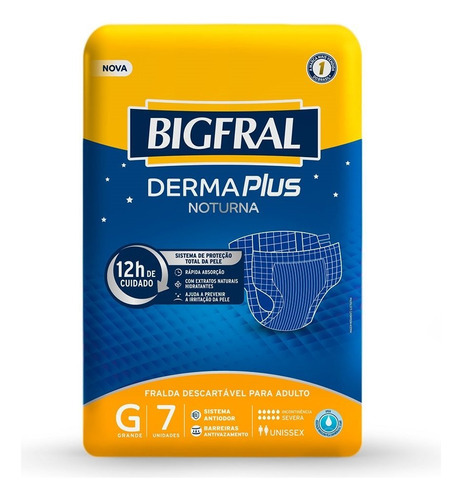 Fralda Geriátrica Bigfral Derma+ Noturna G 8 Pctes C/7 Tiras