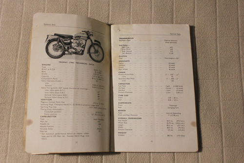 Triumph Tiger , Trophy, Thunderbird Manual De Instrucciones (Usado)