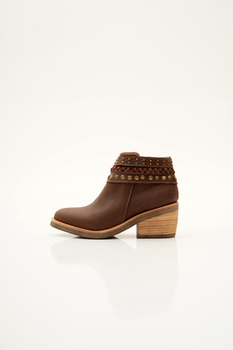 Botas Mujer Botinetas Taco Medio Cuero Pulseras Tachas Tana