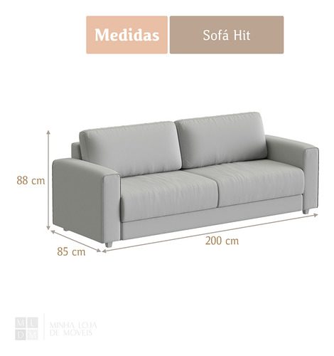 Sofá 3 Lugares Hit 200cm No Linho Várias Cores