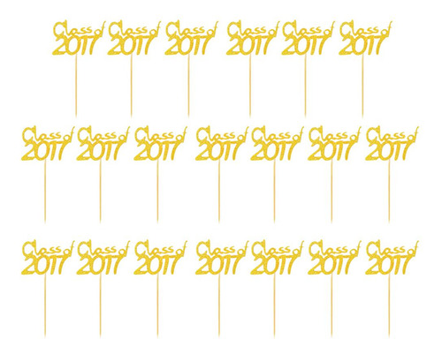3xclass Of 2017 Glitter Cake Topper Cupcake Selecciones De