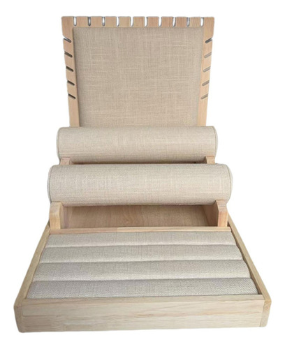 Fa Organizador De Almacenamiento De Joyas De Madera, 3 En 1