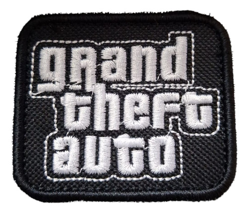 Parche Termoadhesivo Gta Logo Fondo Negro - Eterniastore Blanco Bordado