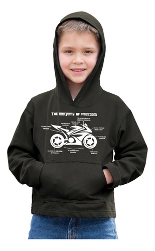 Sudadera C/ Gorra Infantil De Anatomia De La Libertad Biker