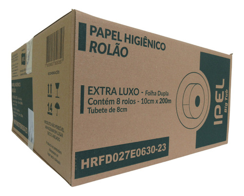 Papel Higiênico Rolão Folha Dupla Big Tube 8x200m Ipel