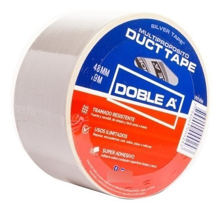 Imagen 2 de 10 de Cinta Adhesiva Duct Tape Doble A Silver Tape 48mm X 25mts