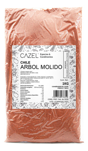 Chile De Arbol Molido En Polvo Oaxaca Natural 1kg